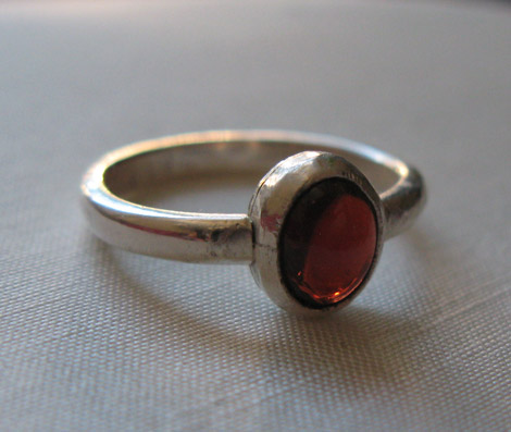 Handmade Garnet Cabuchon Ring